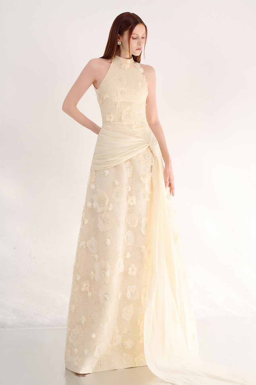 Jovie A-line Halter Neck Polyester Maxi Dress 5