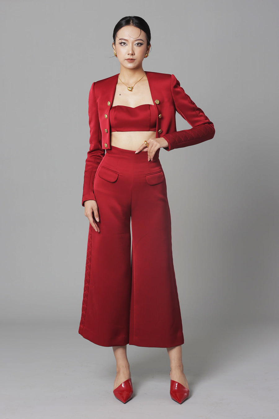 Glamous Cropped Single Breasted Taffeta Jacket 5