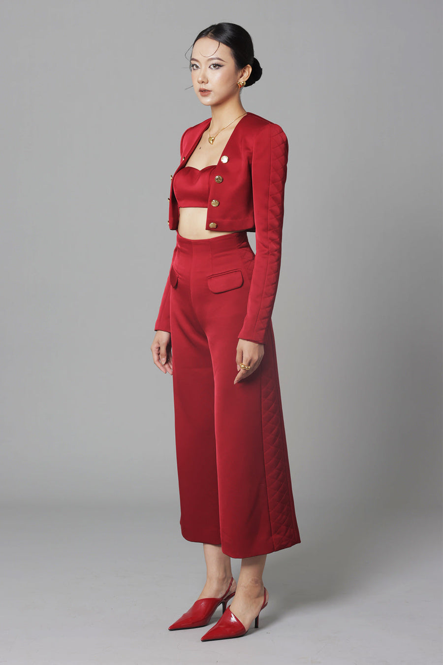 Glamous Cropped Single Breasted Taffeta Jacket 6