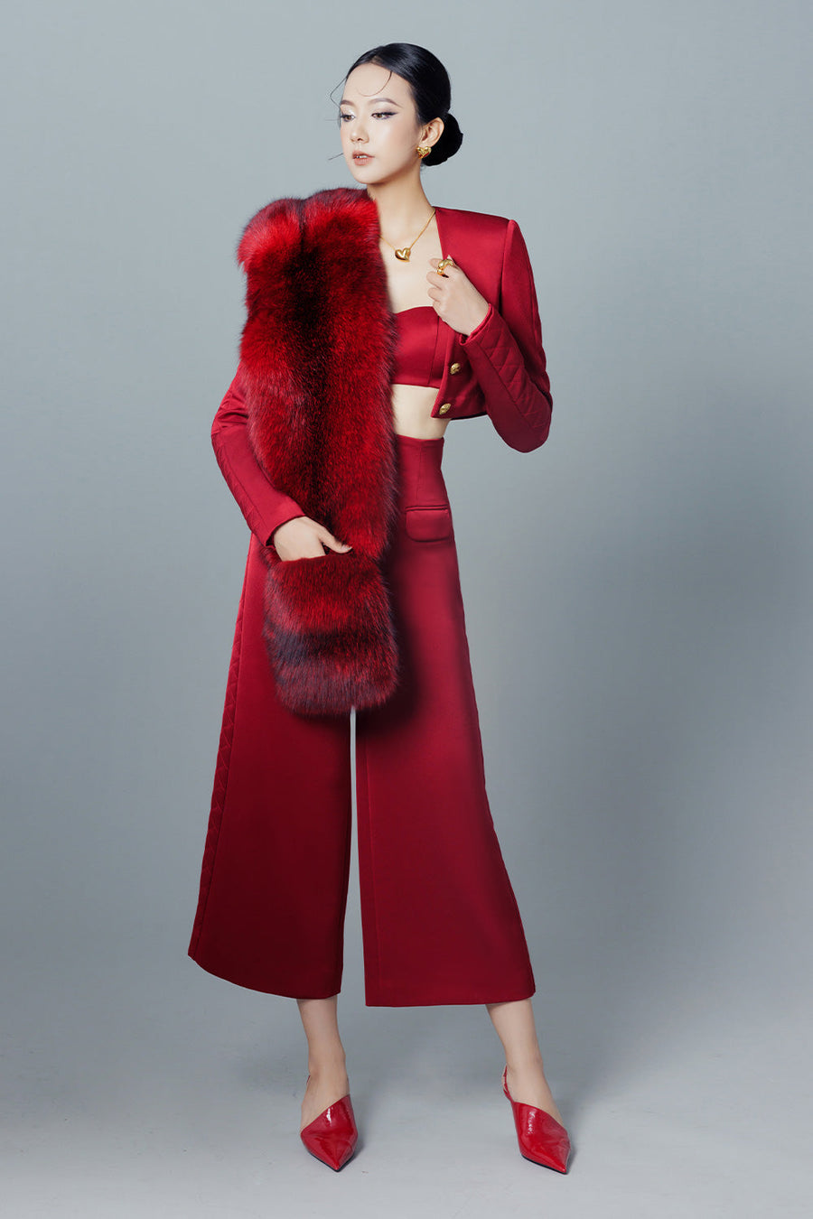 Glamous Cropped Single Breasted Taffeta Jacket 7