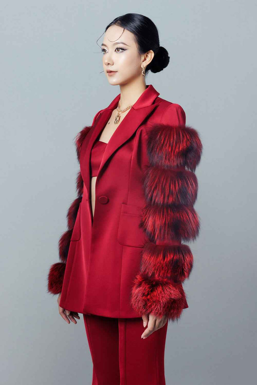 Blossom Hourglass Patch Pocket Taffeta Blazer
