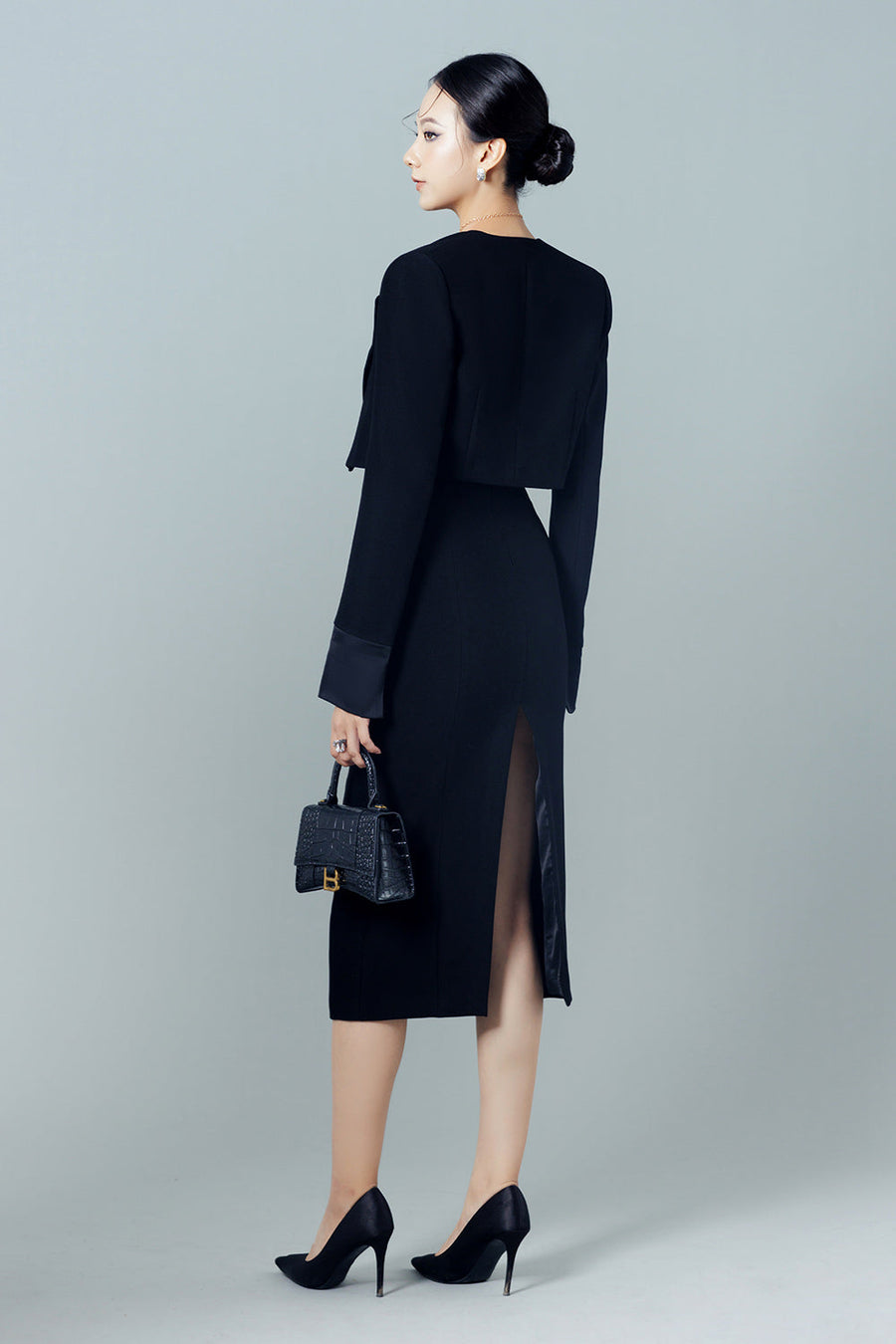 Patricia Pencil Square Neck Twill Calf Length Dress 6