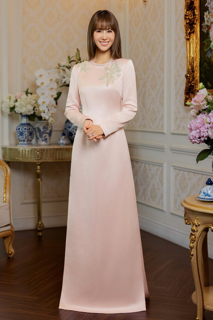Agate Straight Wide Leg Silk Floor Length Pants 7