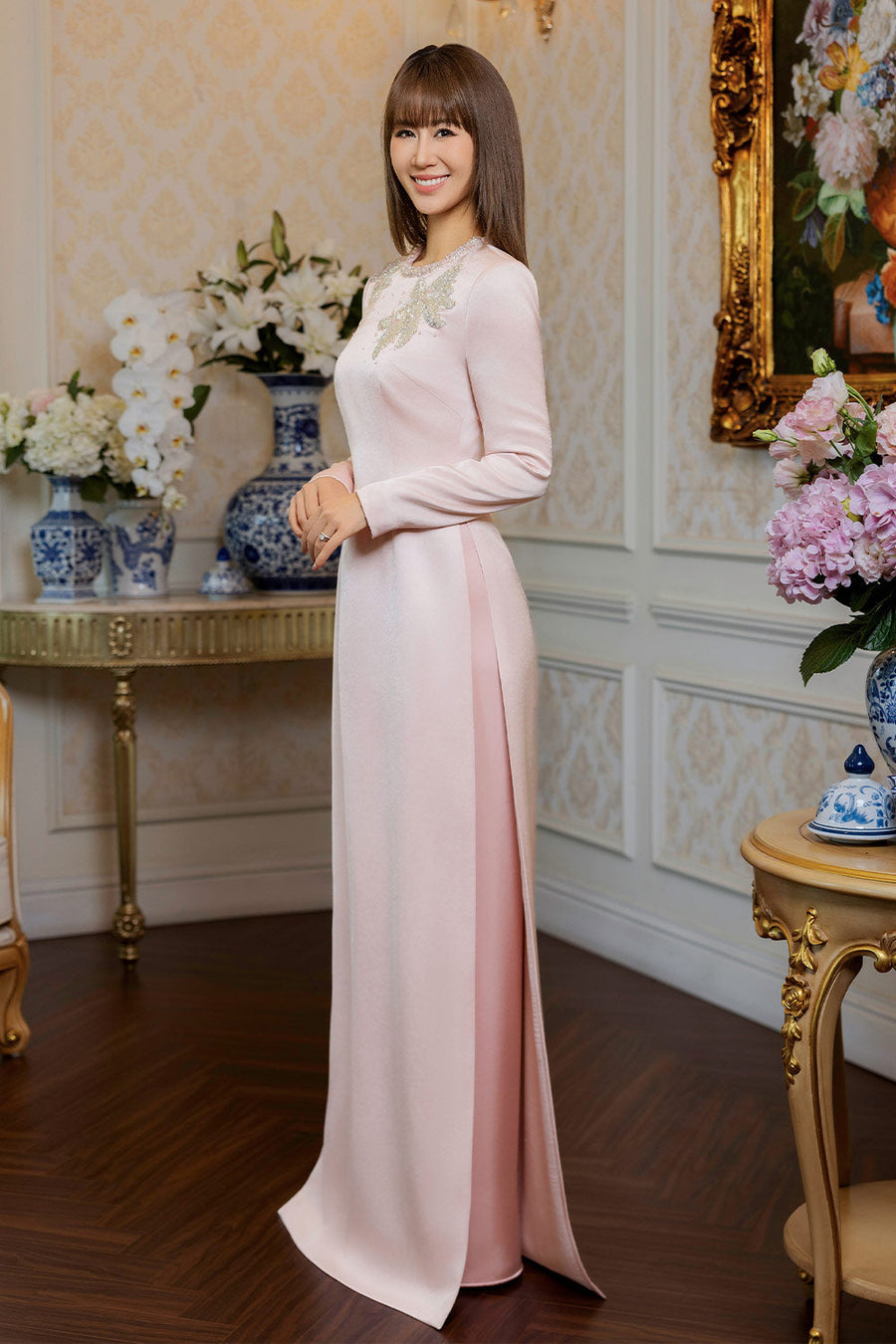 Agate Straight Wide Leg Silk Floor Length Pants 8