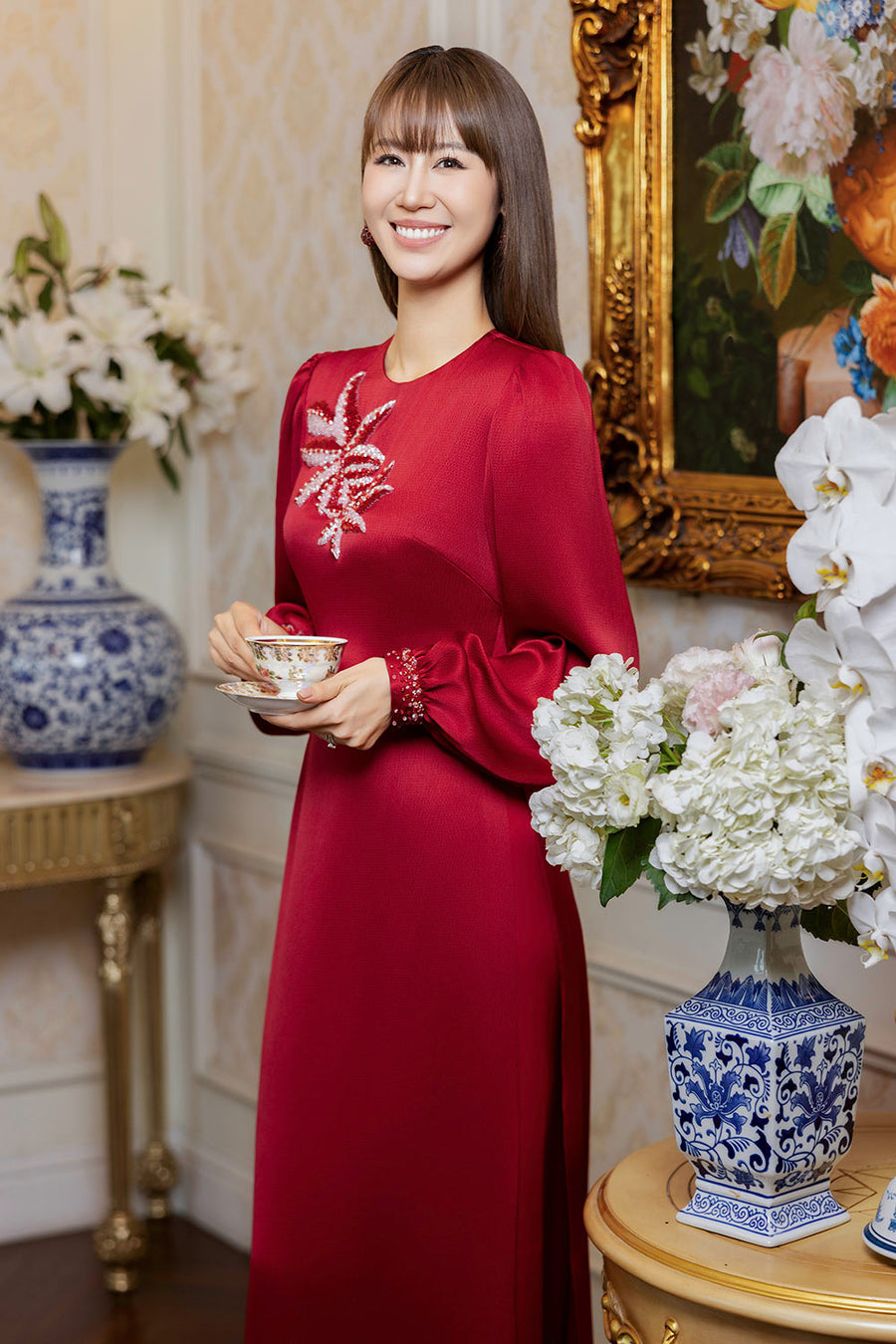 Agate Straight Wide Leg Silk Floor Length Pants 6