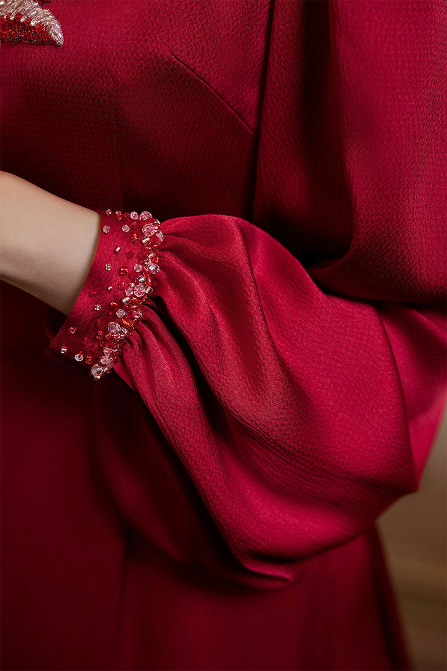 Rose Sheath Bouffant Sleeved Silk Floor Length Ao Dai 6