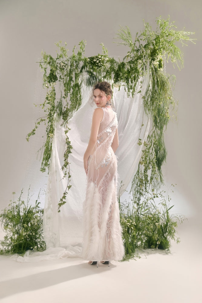 Dulcie Sheath See-Through Lace Ankle Length Dress Maxi Dress Arti Apparel