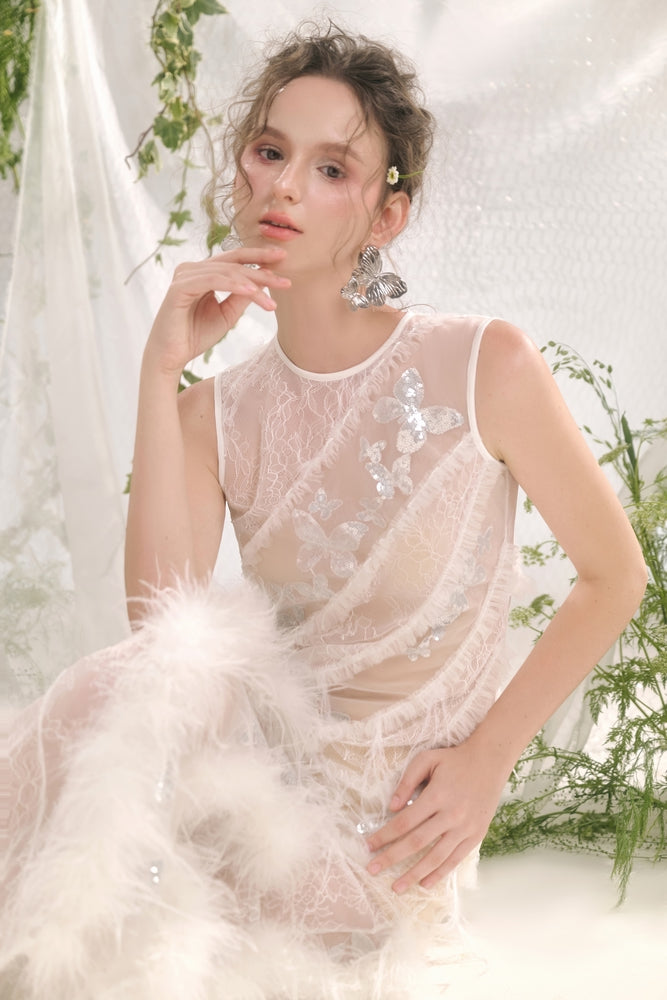 Dulcie Sheath See-Through Lace Ankle Length Dress Maxi Dress Arti Apparel