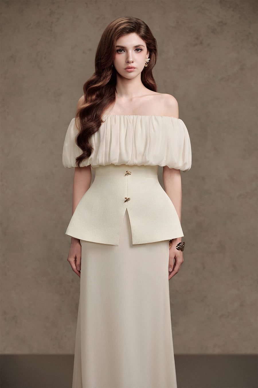 Suni Peplum Off-Shoulder Taffeta Silk Top 4