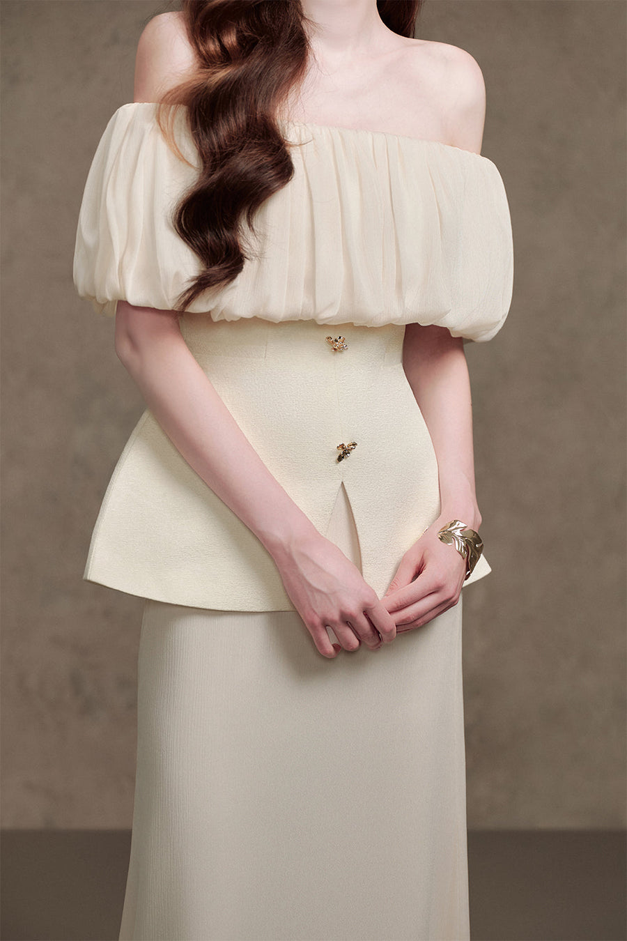 Suni Peplum Off-Shoulder Taffeta Silk Top 3