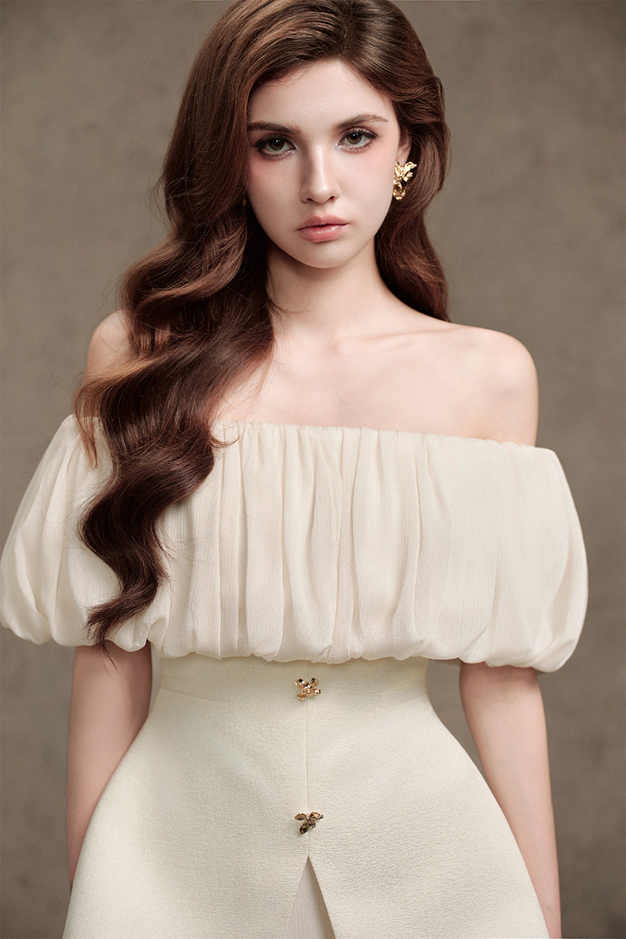 Suni Peplum Off-Shoulder Taffeta Silk Top 2