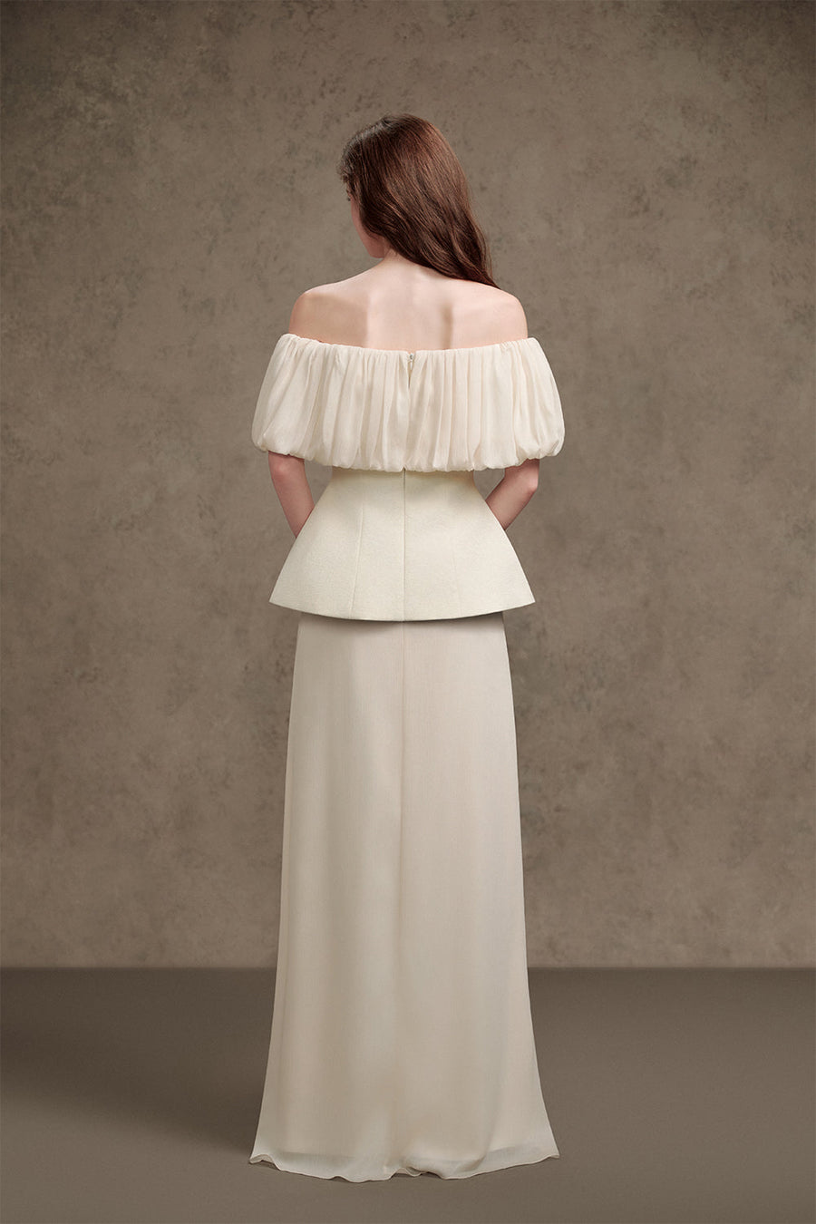 Suni Peplum Off-Shoulder Taffeta Silk Top 6