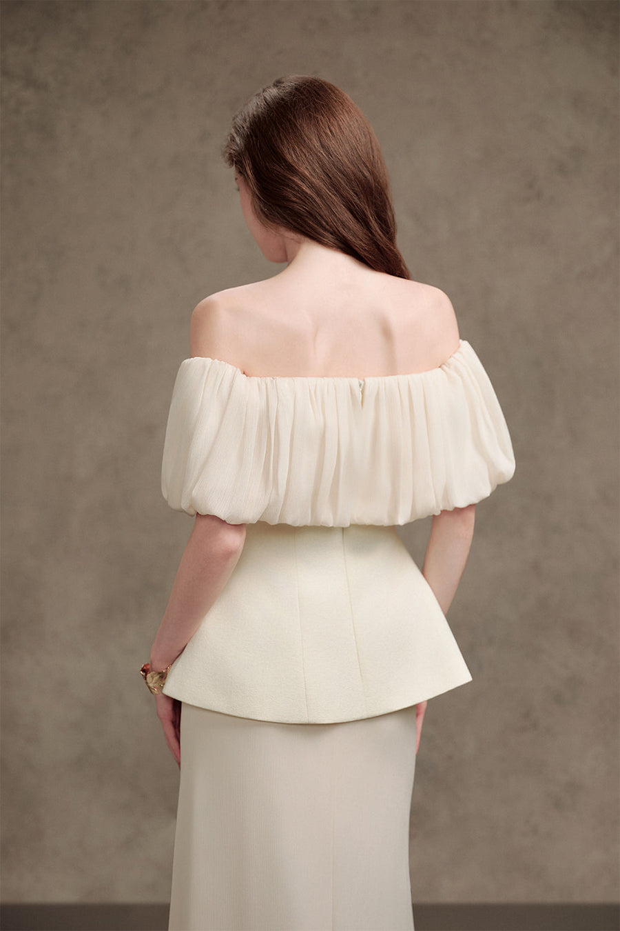 Suni Peplum Off-Shoulder Taffeta Silk Top 5