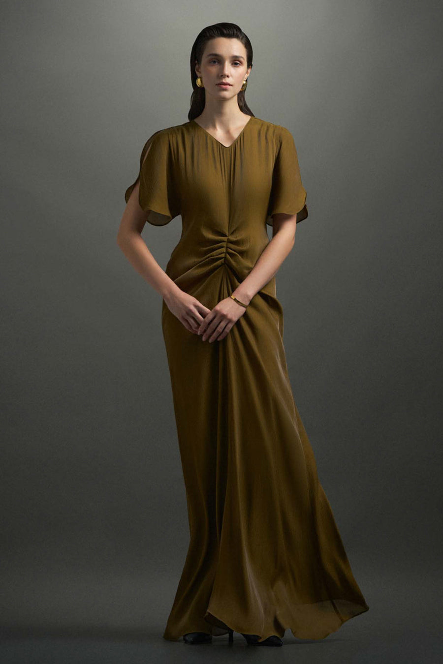 Berthe Butterfly Sleeve Gathering Maxi Dress 1