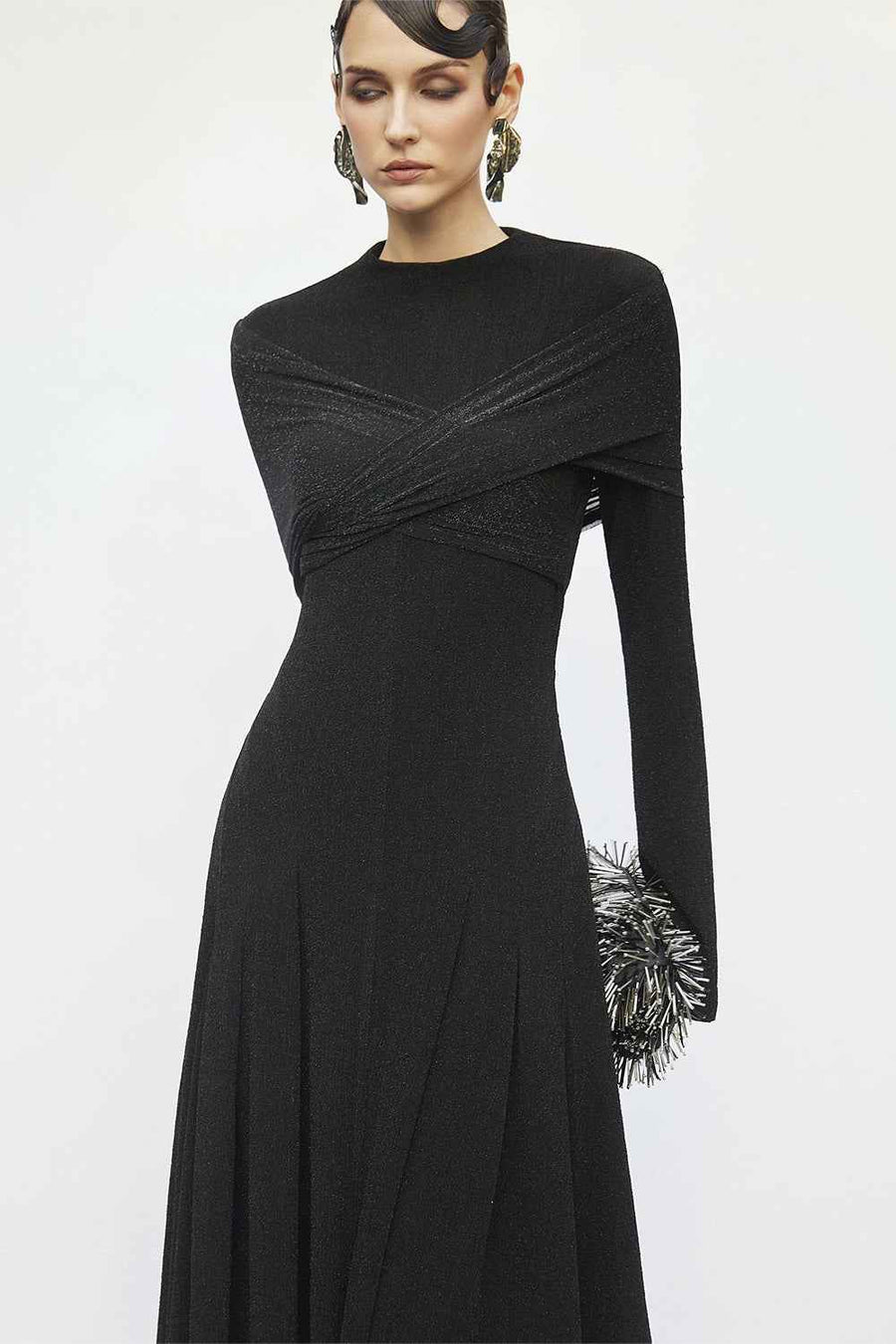 Delphi II High Neck Draped Maxi Dress