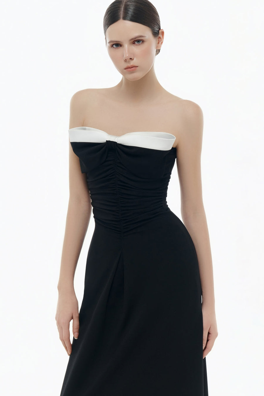Dominique Sweetheart Draped Midi Dress 5