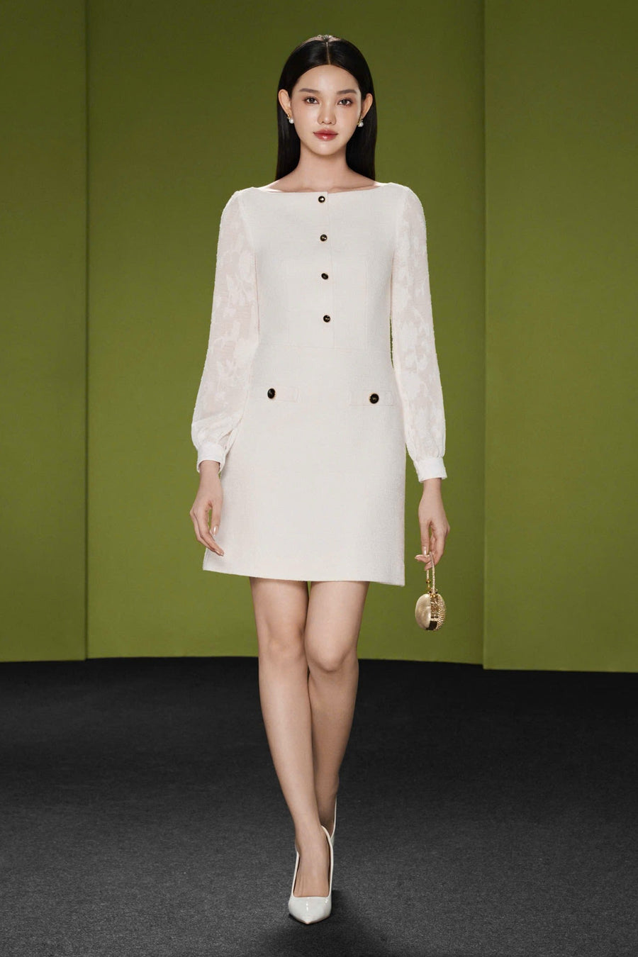 Elarie Boat Neck Mini Dress 1
