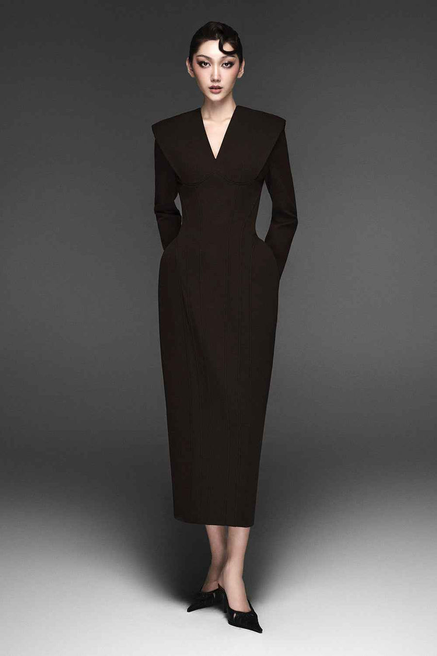 Eleanor V-Neck Midi Dress