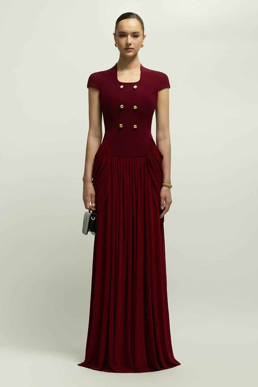 Esmee Square Neck Gathering Maxi Dress