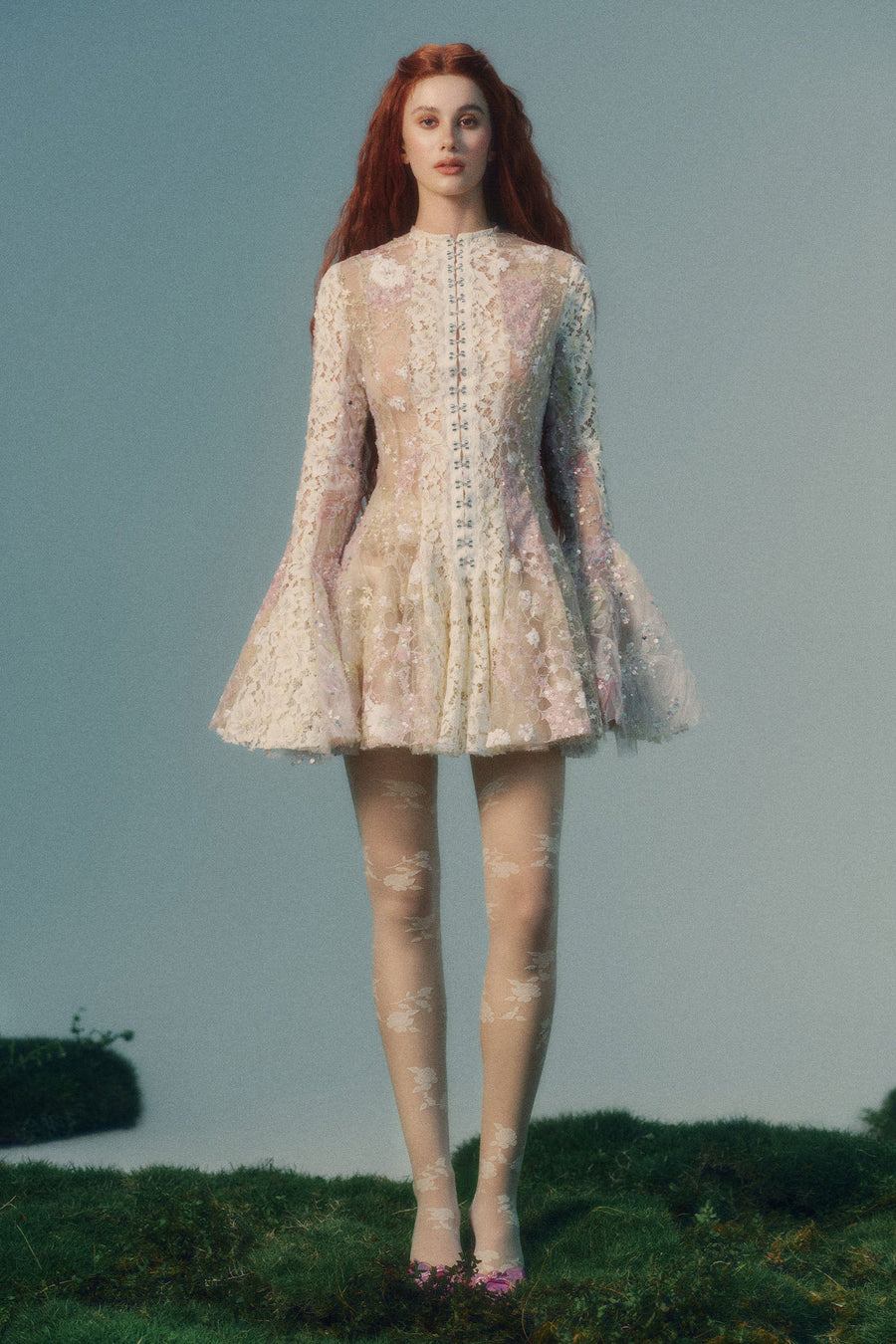Euphrosyne Bell Sleeve Mini Dress 1