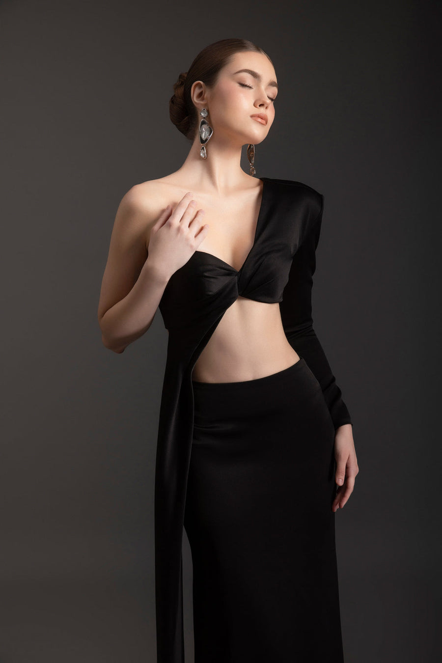 Evie One Shoulder Satin Set 2