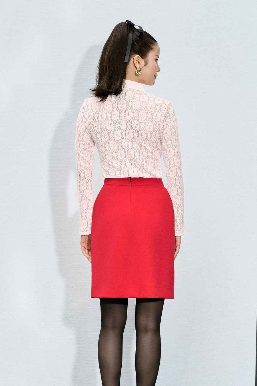 Jimena Bodycon Collared Neck Lace Shirt