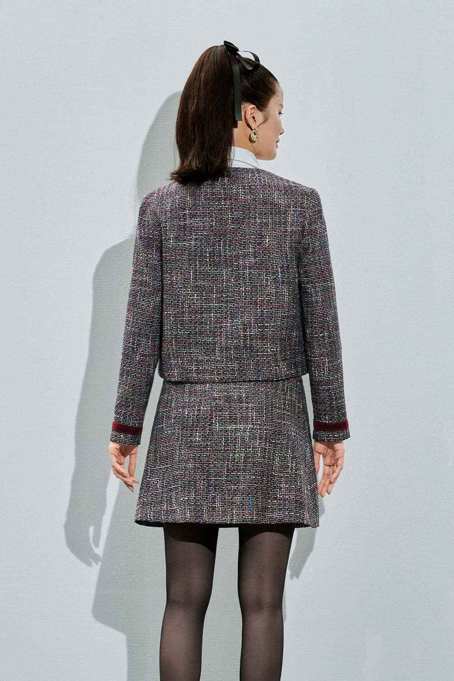 Carmen Cropped Round Neck Tweed Jacket