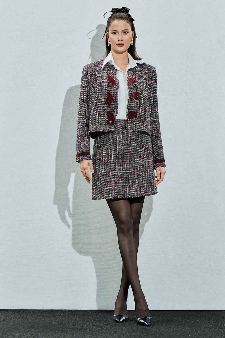Carmen A-line High Waist Tweed Mini Skirt