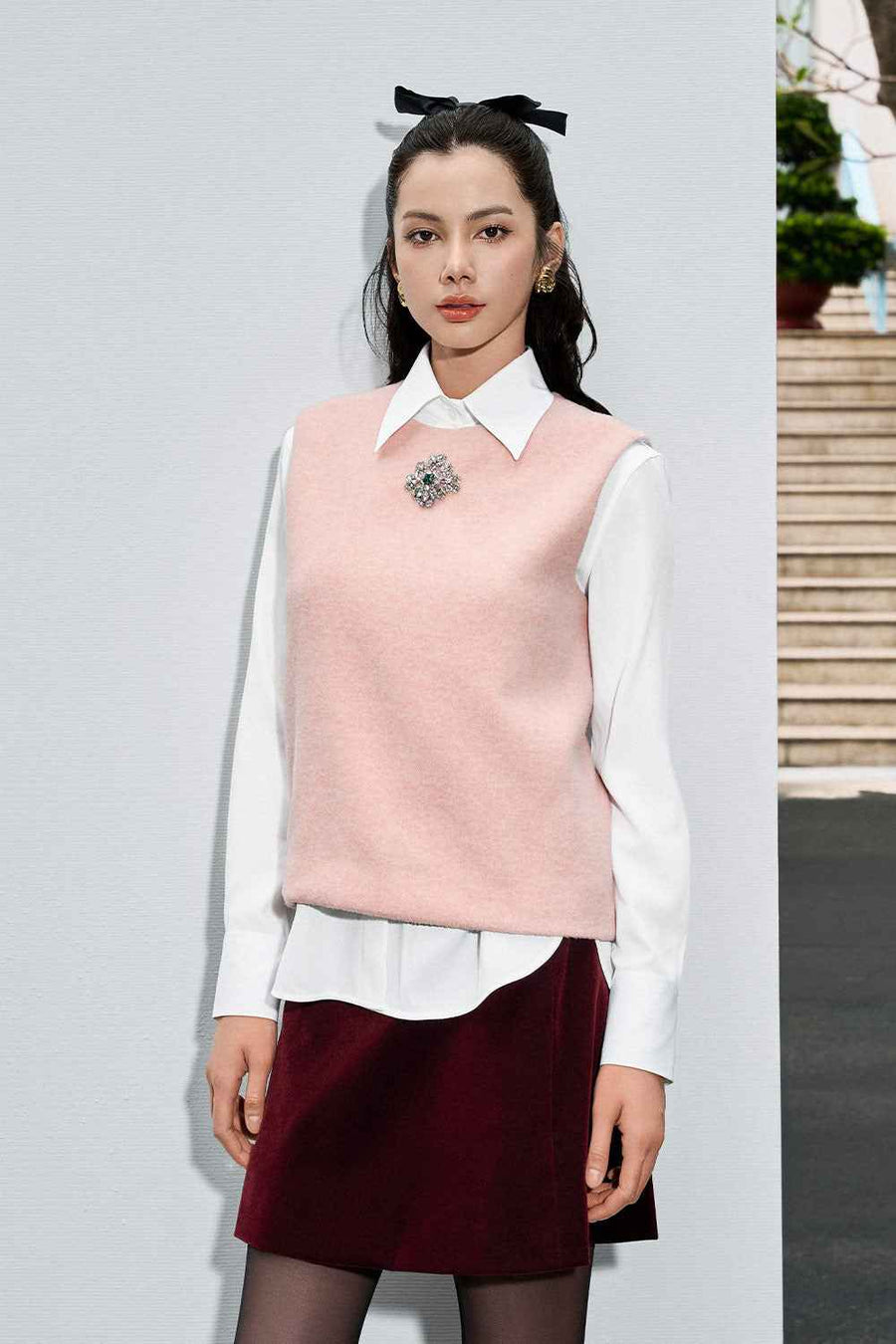 Carmen Straight Folded Collar Cotton Shirt