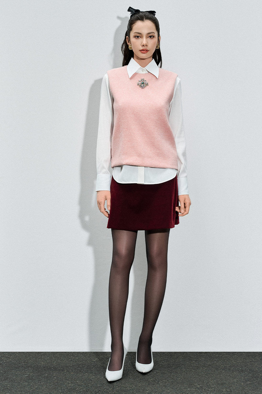 Rachel Straight Plain Velvet Mini Skirt 7