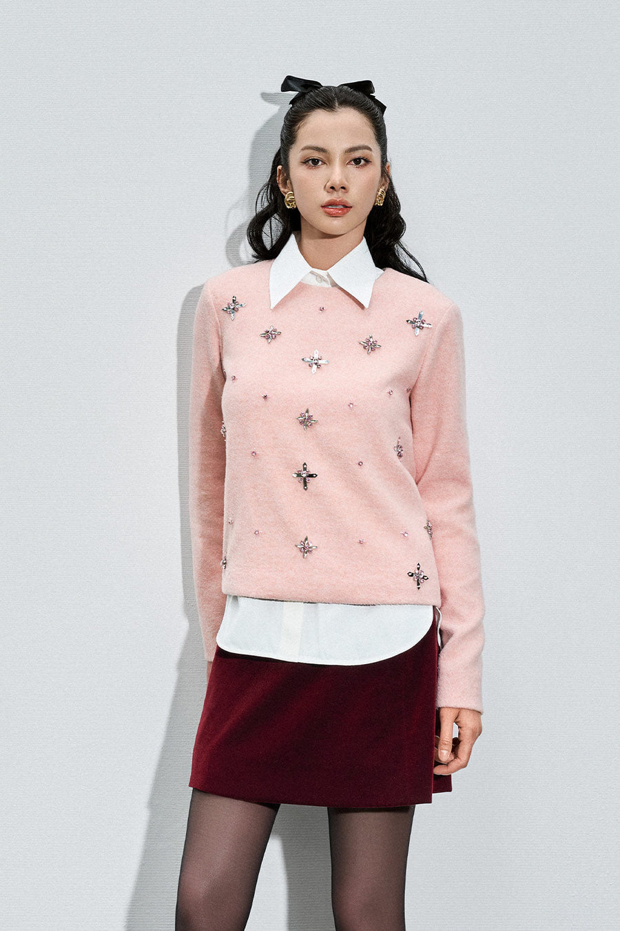 Carmen Straight Folded Collar Cotton Shirt 8