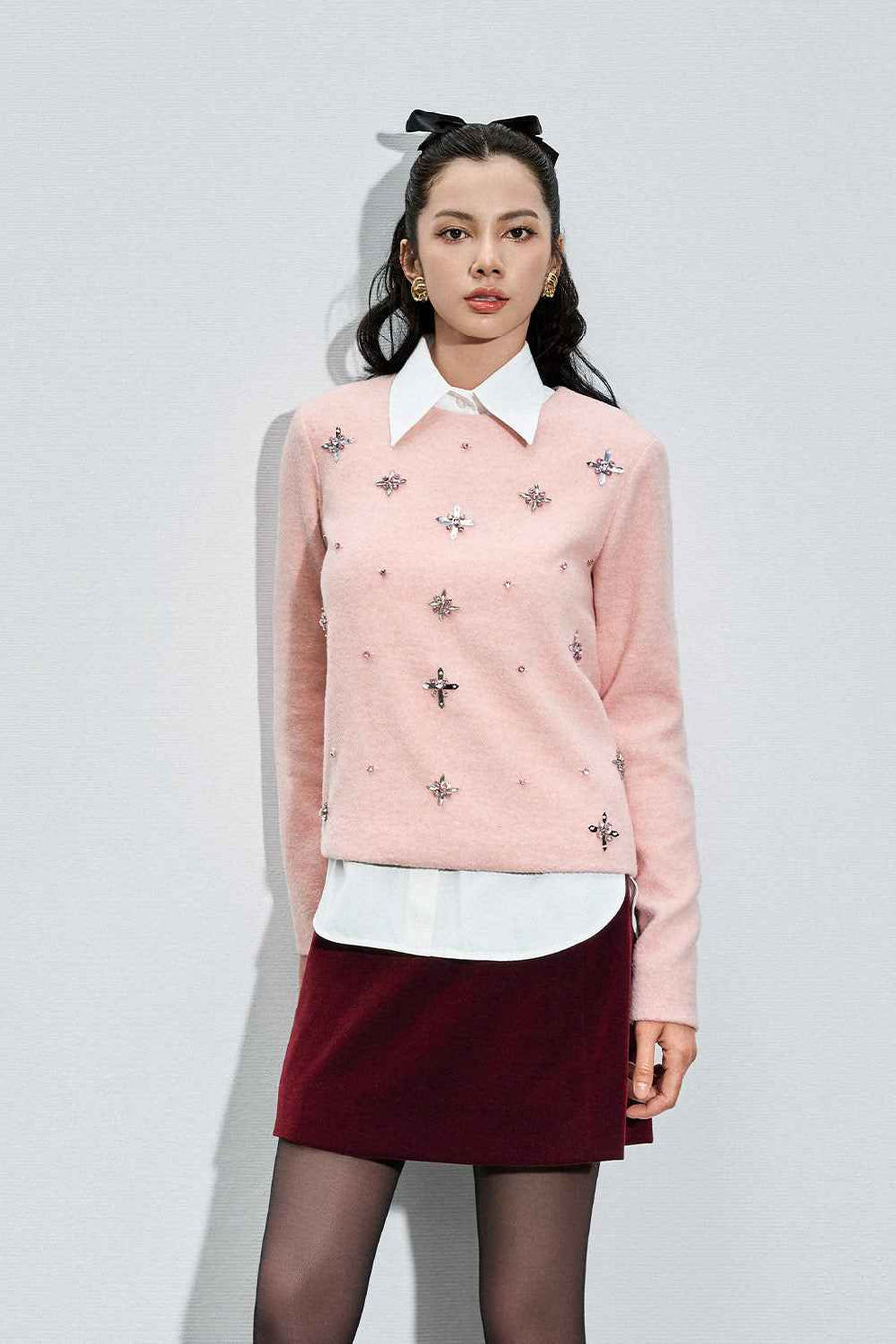 Rachel Straight Plain Velvet Mini Skirt