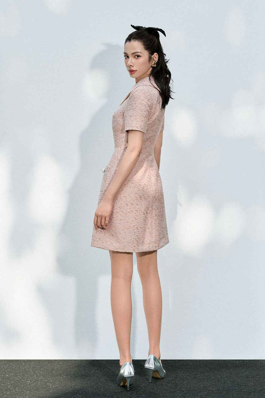 Avah A-line Patch Pocket Tweed Mini Dress