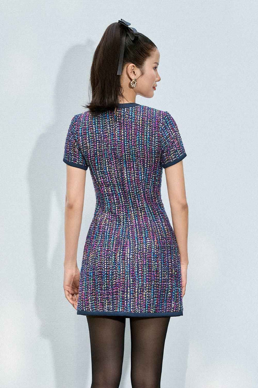 Kennedy A-line Button Tweed Mini Dress