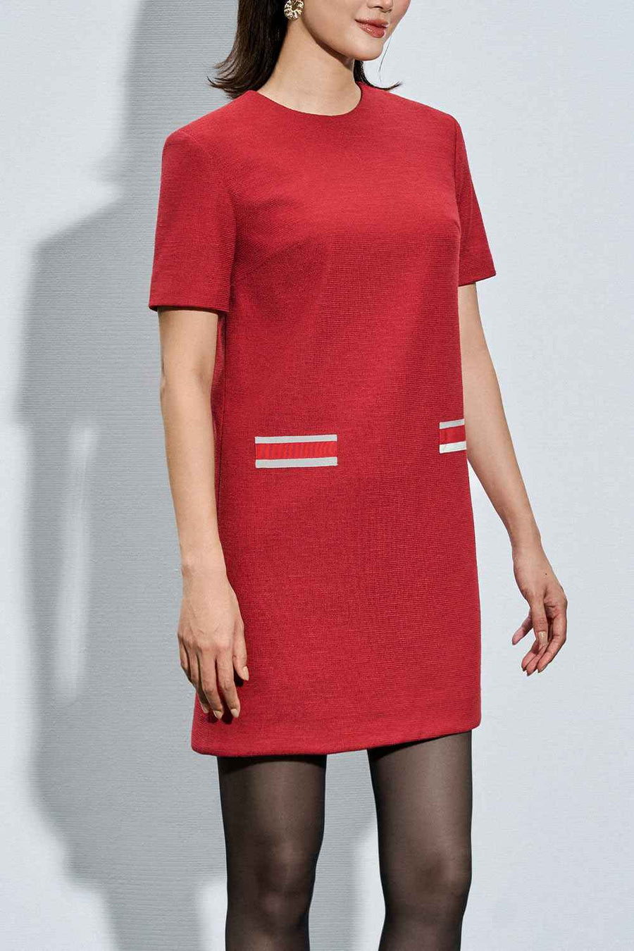 Myra Straight Round Neck Ponte di Roma Mini Dress