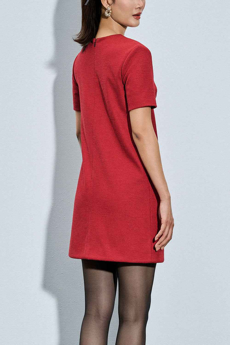 Myra Straight Round Neck Ponte di Roma Mini Dress
