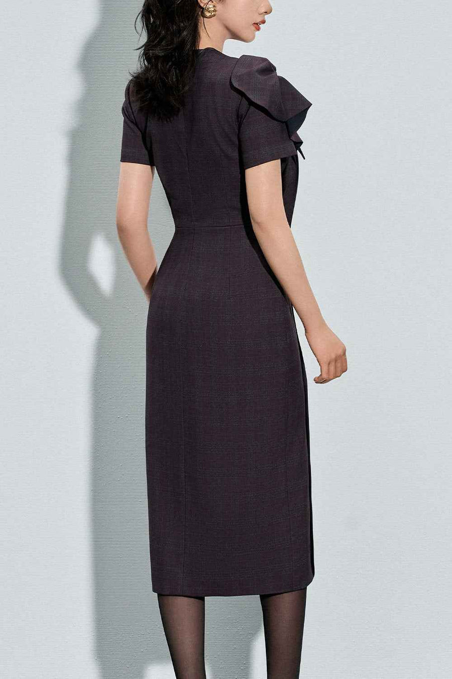 Zola Pencil Side Slit Cotton Poplin Calf Length Dress