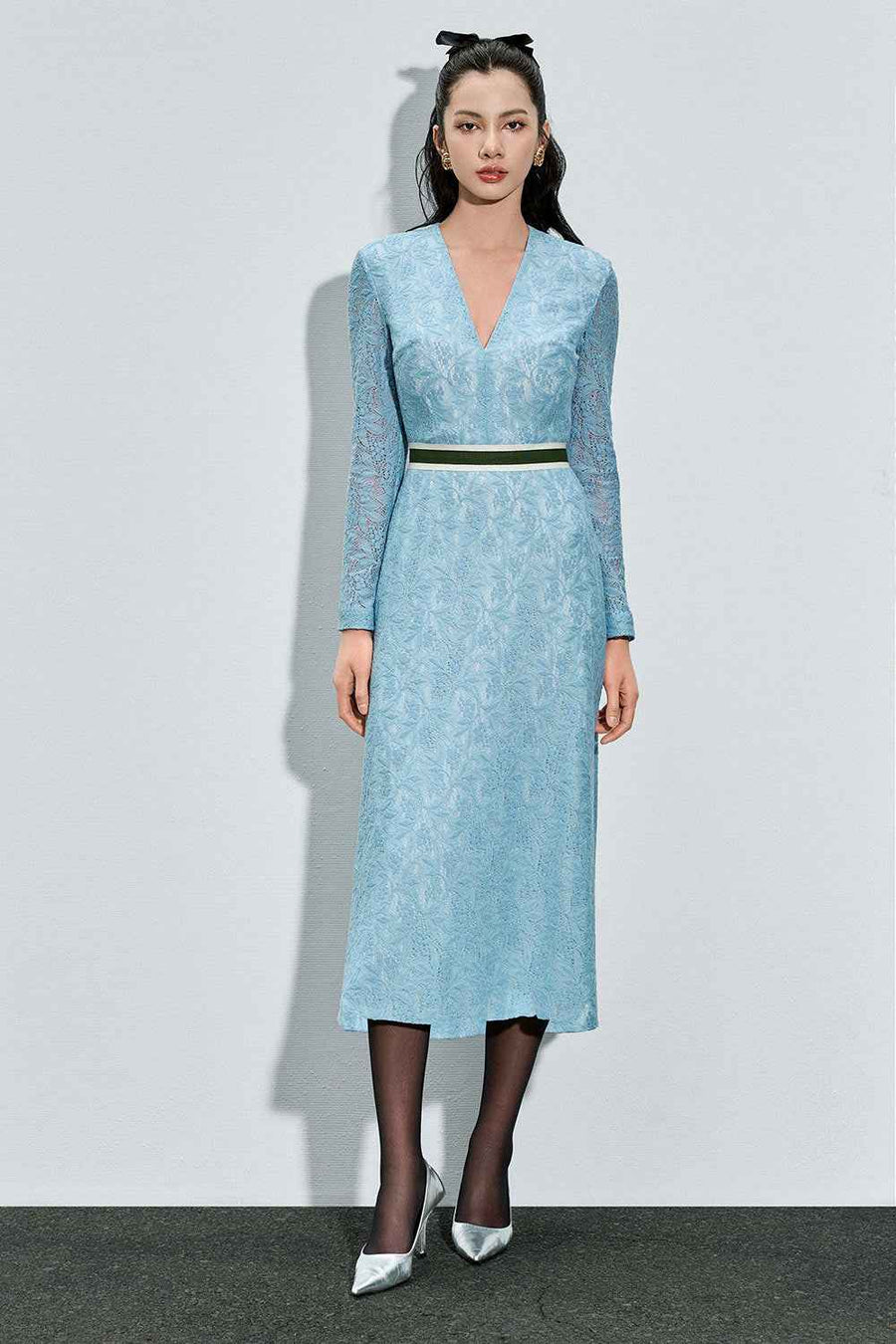 Alexandria Sheath Long Sleeved Lace Midi Dress