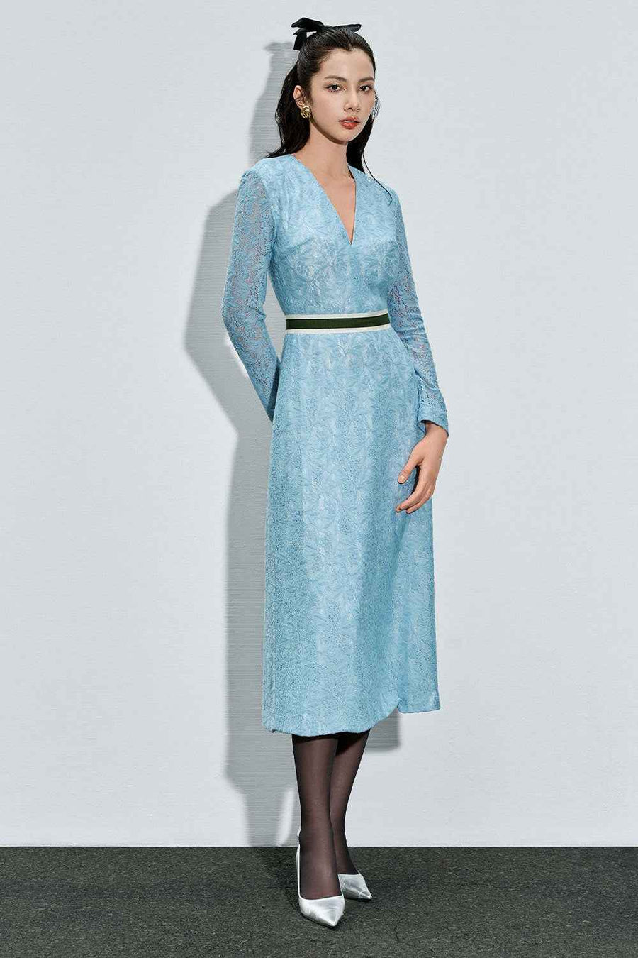 Alexandria Sheath Long Sleeved Lace Midi Dress