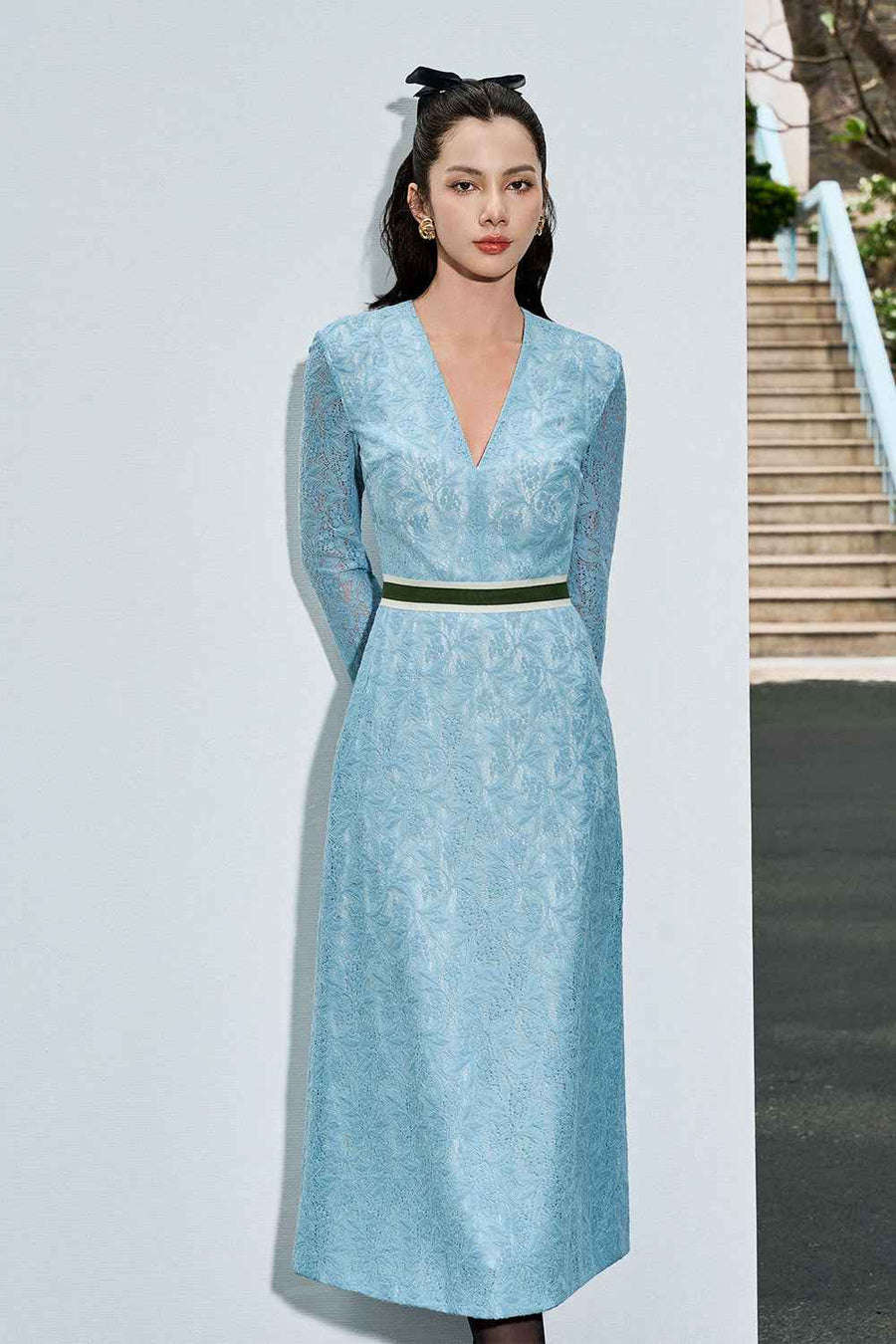 Alexandria Sheath Long Sleeved Lace Midi Dress