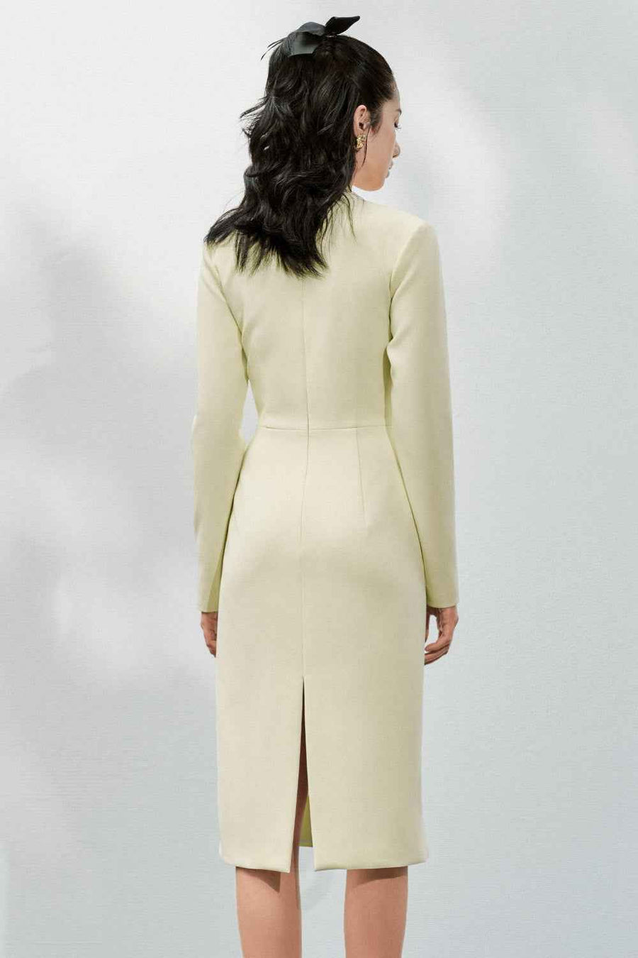 Bellamy Pencil Long Sleeved Wool Below The Knee Dress