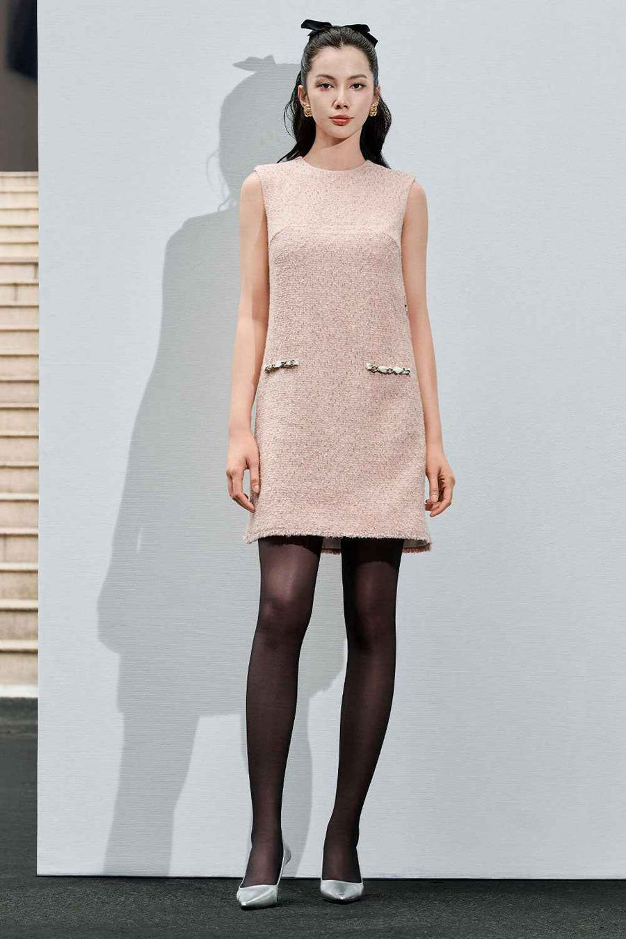 Amani Straight Sleeveless Tweed Mini Dress