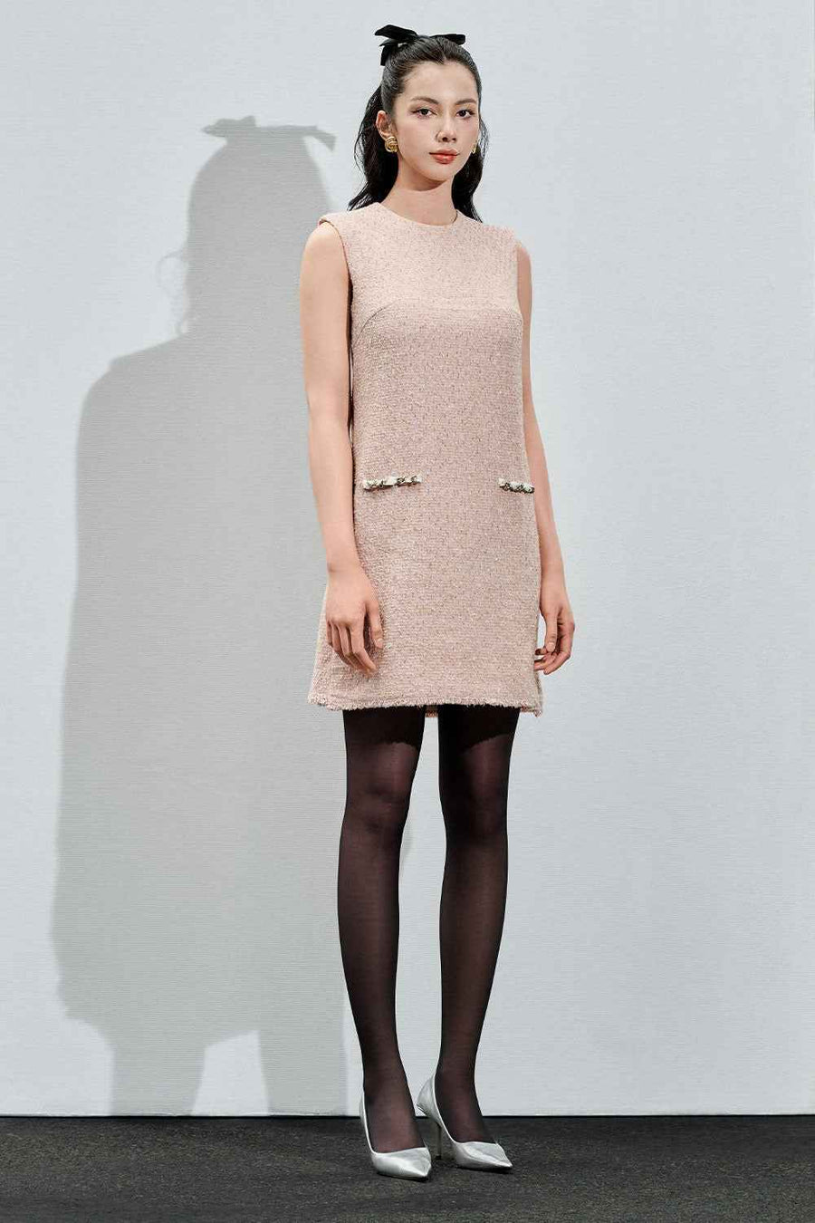 Amani Straight Sleeveless Tweed Mini Dress