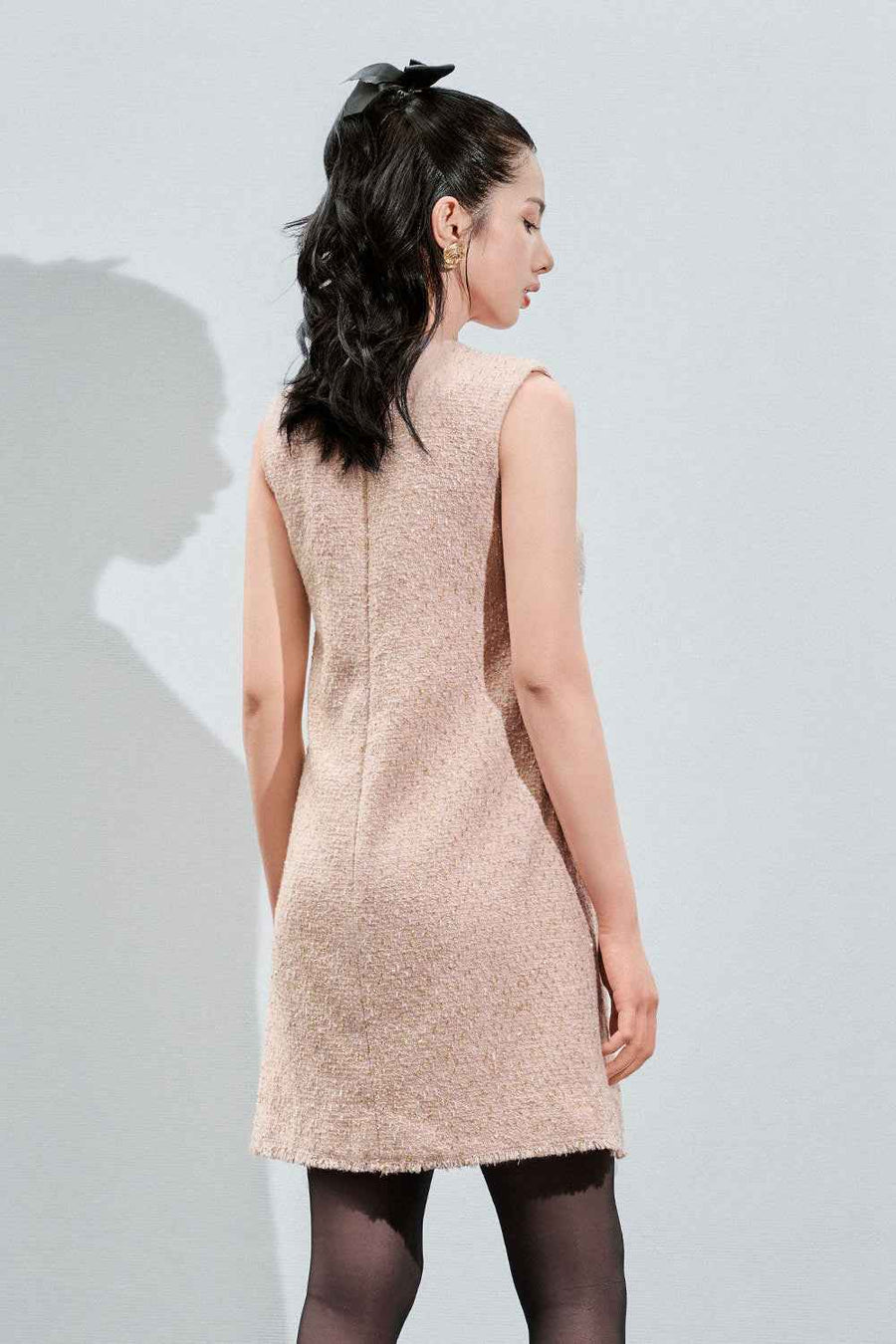 Amani Straight Sleeveless Tweed Mini Dress