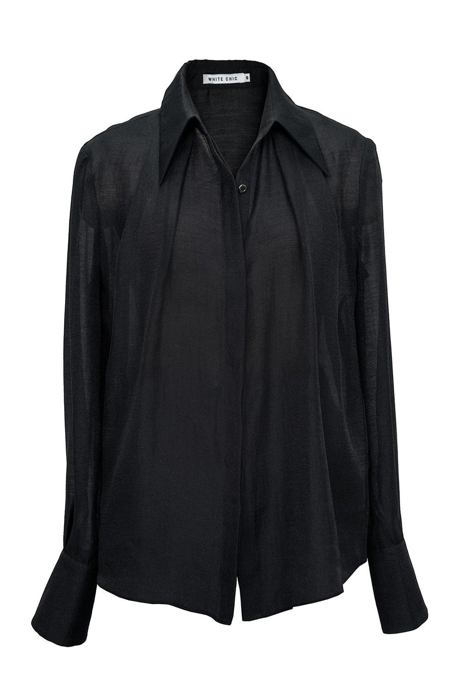 Thau Straight Collared Neck Silk Crepe Shirt 6
