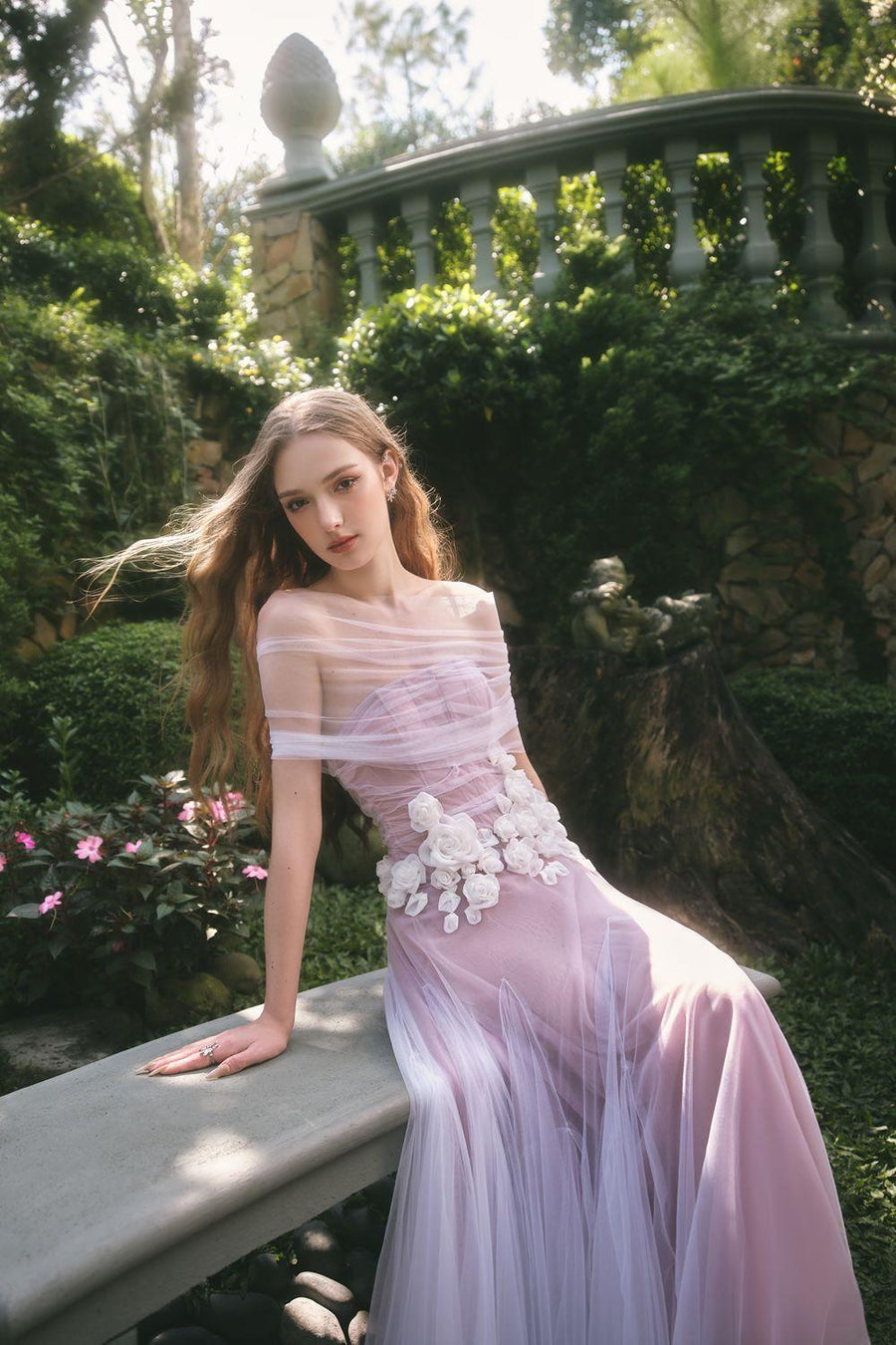 Fleur A-line Layered Mesh Ankle Length Dress Maxi Dress LINH PHUNG