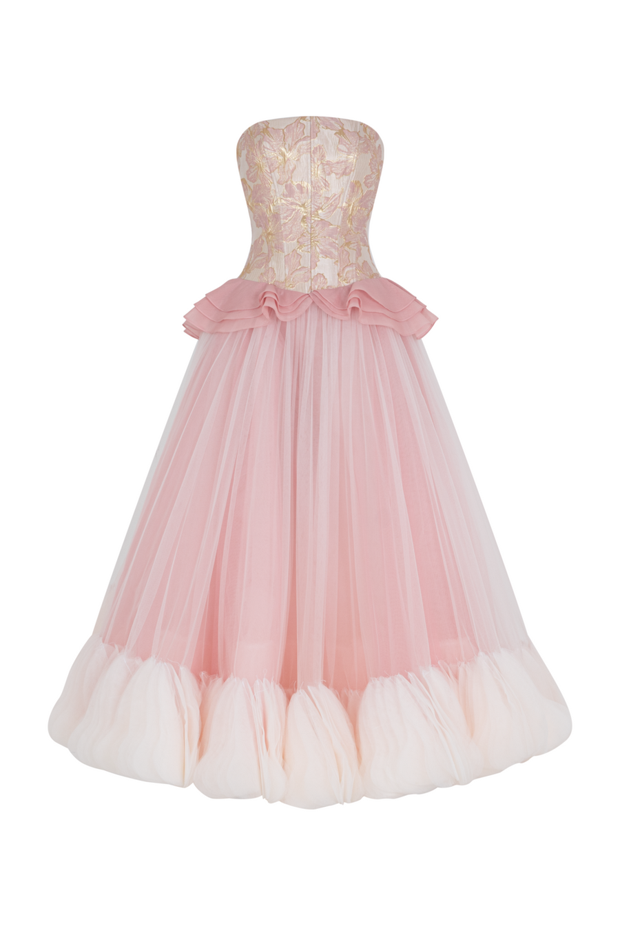 Floriade Straight Across Neck Ruffle Maxi Dress