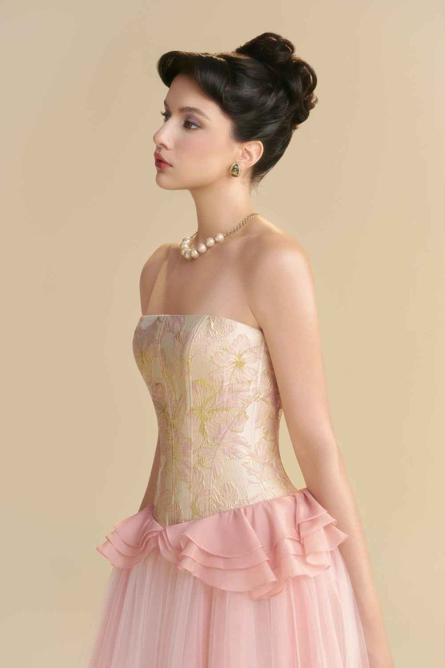 Floriade Straight Across Neck Ruffle Maxi Dress