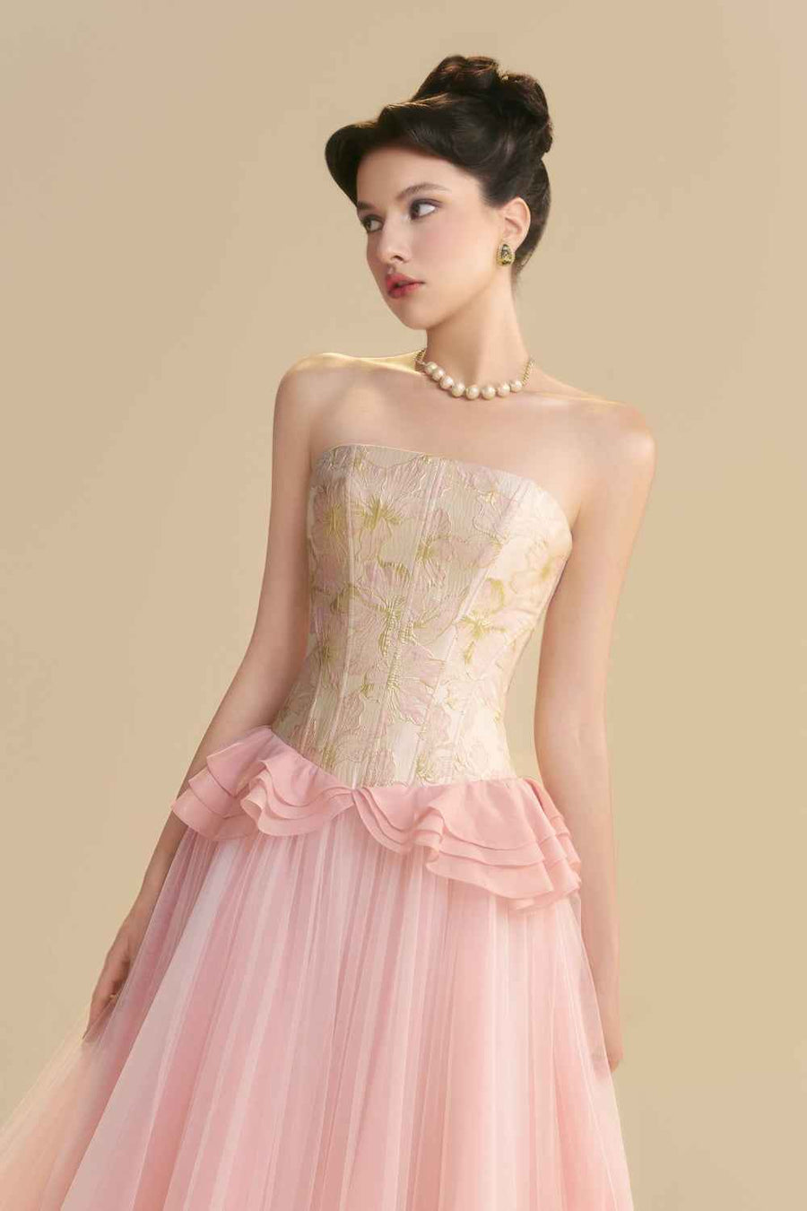Floriade Straight Across Neck Ruffle Maxi Dress