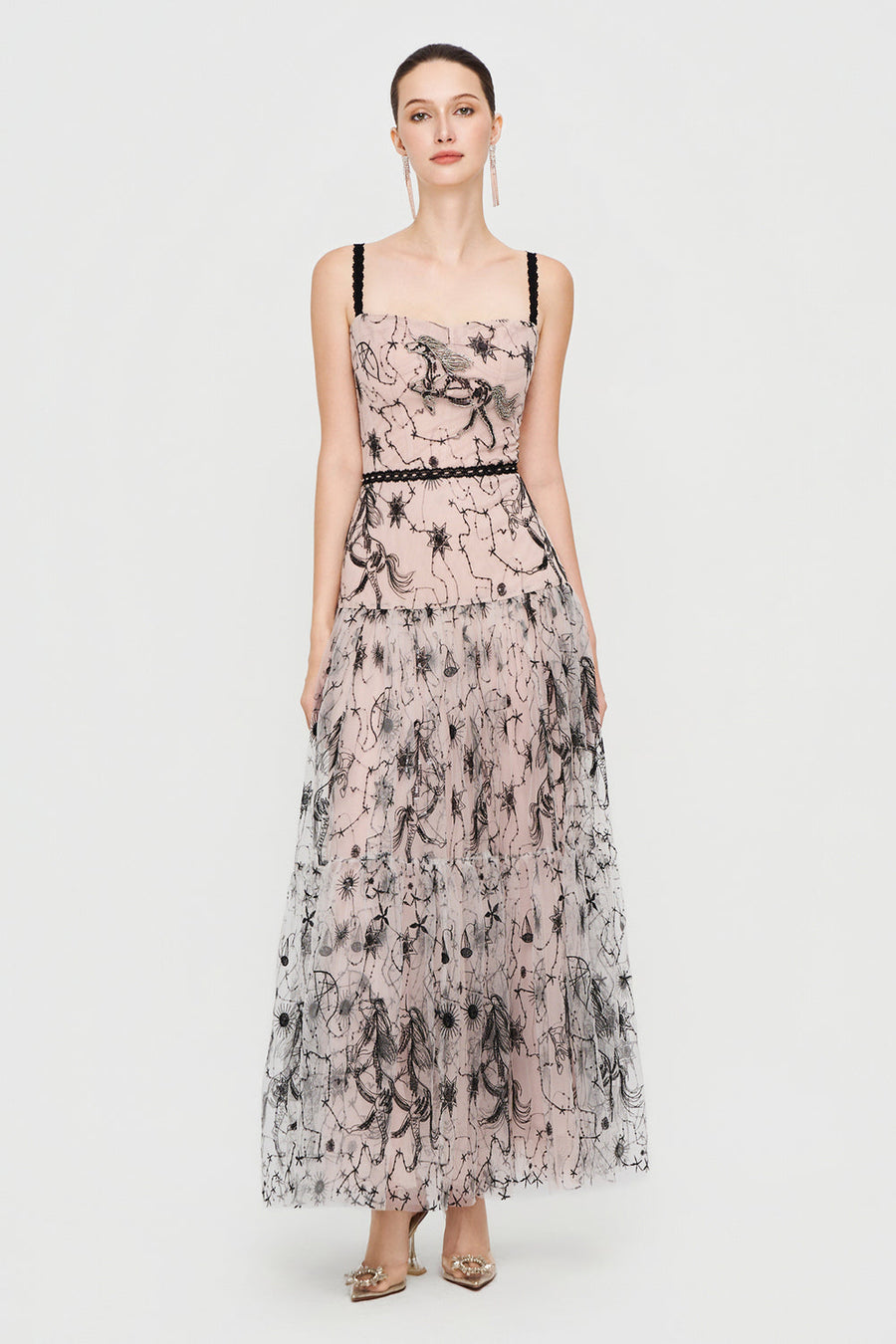 Dreamlight Square Neck Embroidery Midi Dress 5